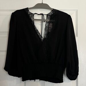 Dolan Black Blouse with Lace Detail Medium